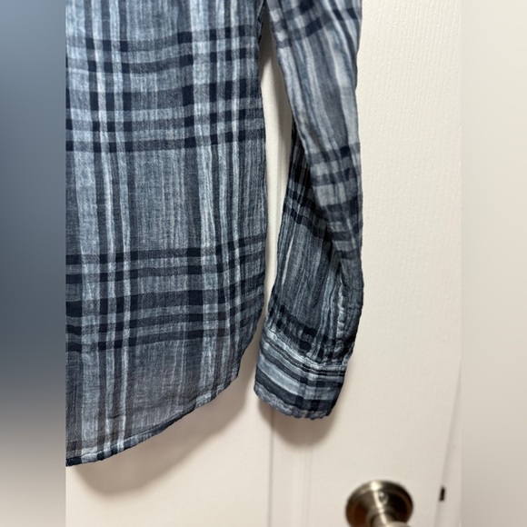 Lucky Brand Women's M‎ Button Front Lightweight Shirt Blue Plaid sheer western - Picture 5 of 16